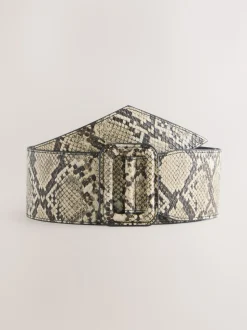 Snake Print PU Wide Belt