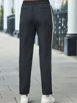Sosandar Black Side Stripe Tapered Leg Trousers