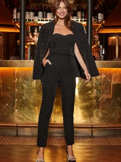 Sosandar Black Sparkle Tapered Trousers