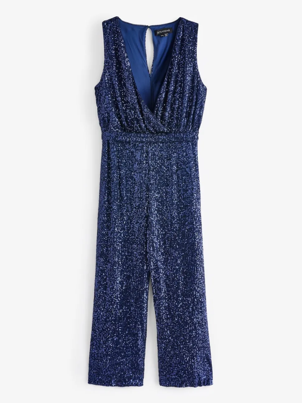 Sosandar Blue Sequin Wrap Front Jumpsuit