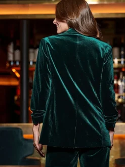 Sosandar Green Luxe Velvet Blazer
