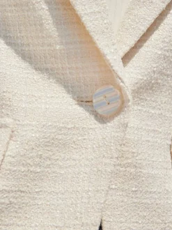 Sosandar Natural Boucle Blazer With Pearlescent Button