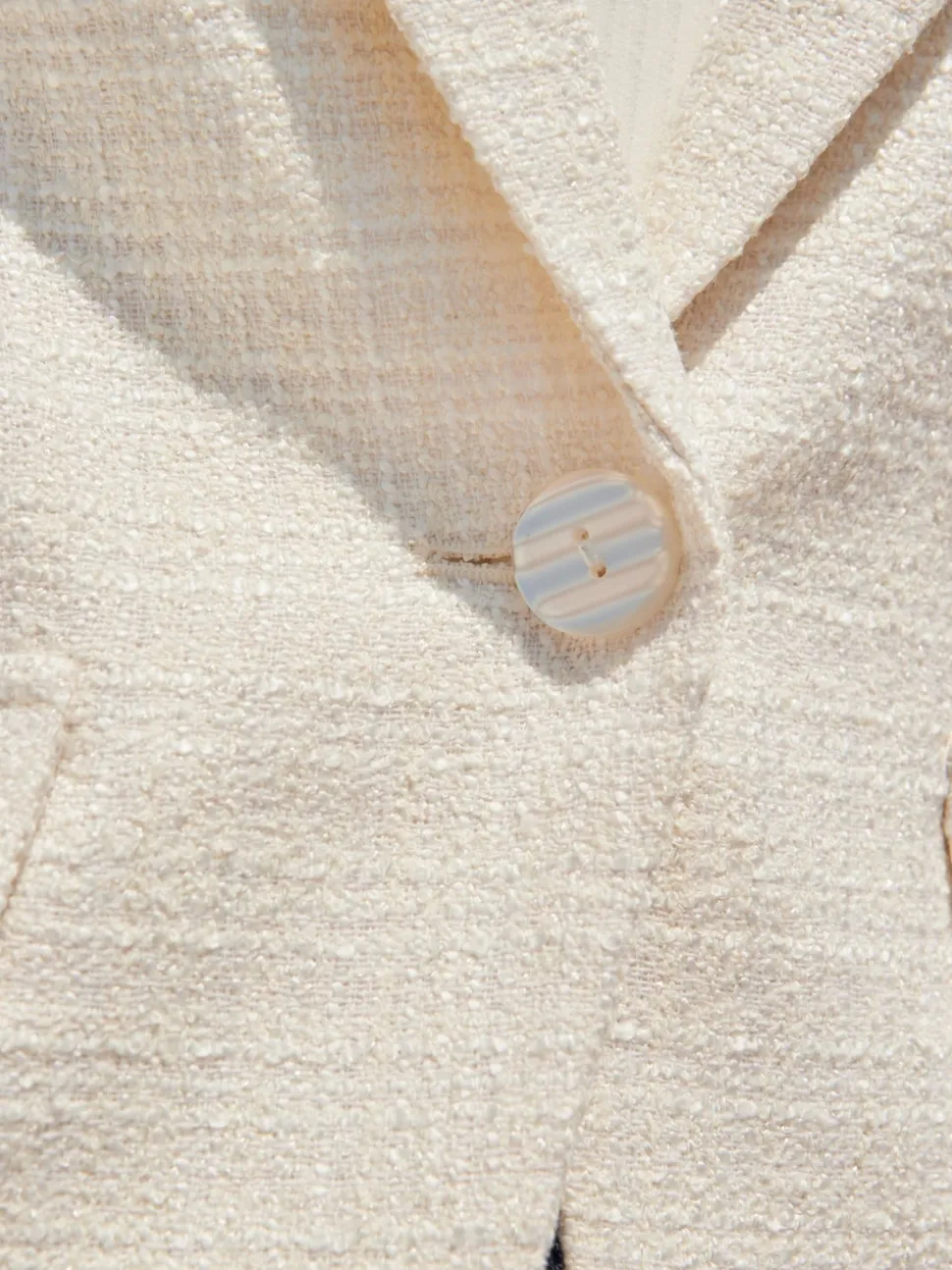 Sosandar Natural Boucle Blazer With Pearlescent Button