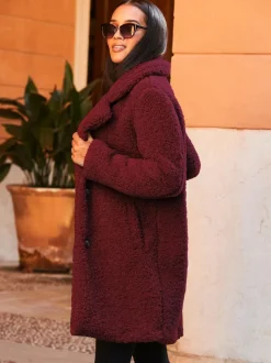 Sosandar Red Super Cosy Borg Coat