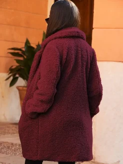 Sosandar Red Super Cosy Borg Coat