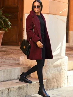 Sosandar Red Super Cosy Borg Coat
