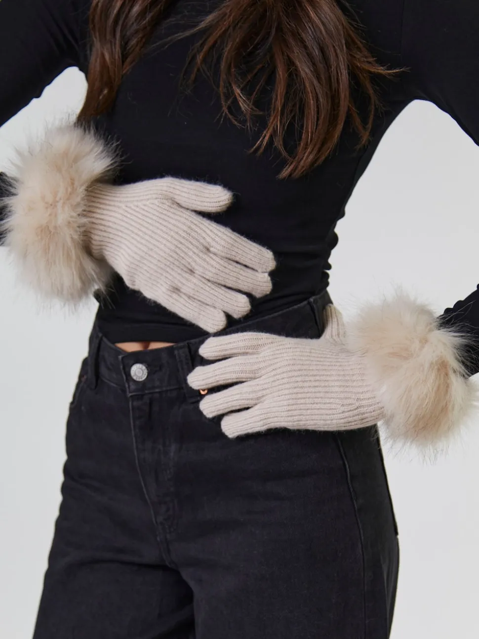 South Beach Brown Faux Fur Hat And Glove Set