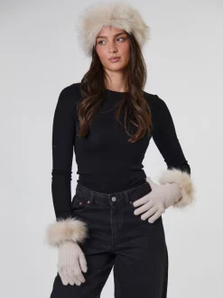 South Beach Brown Faux Fur Hat And Glove Set