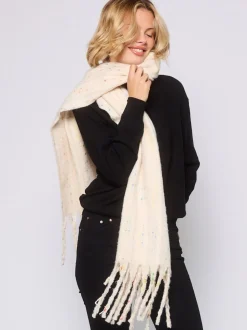 South Beach Cream Woven Thread Detail Scarf