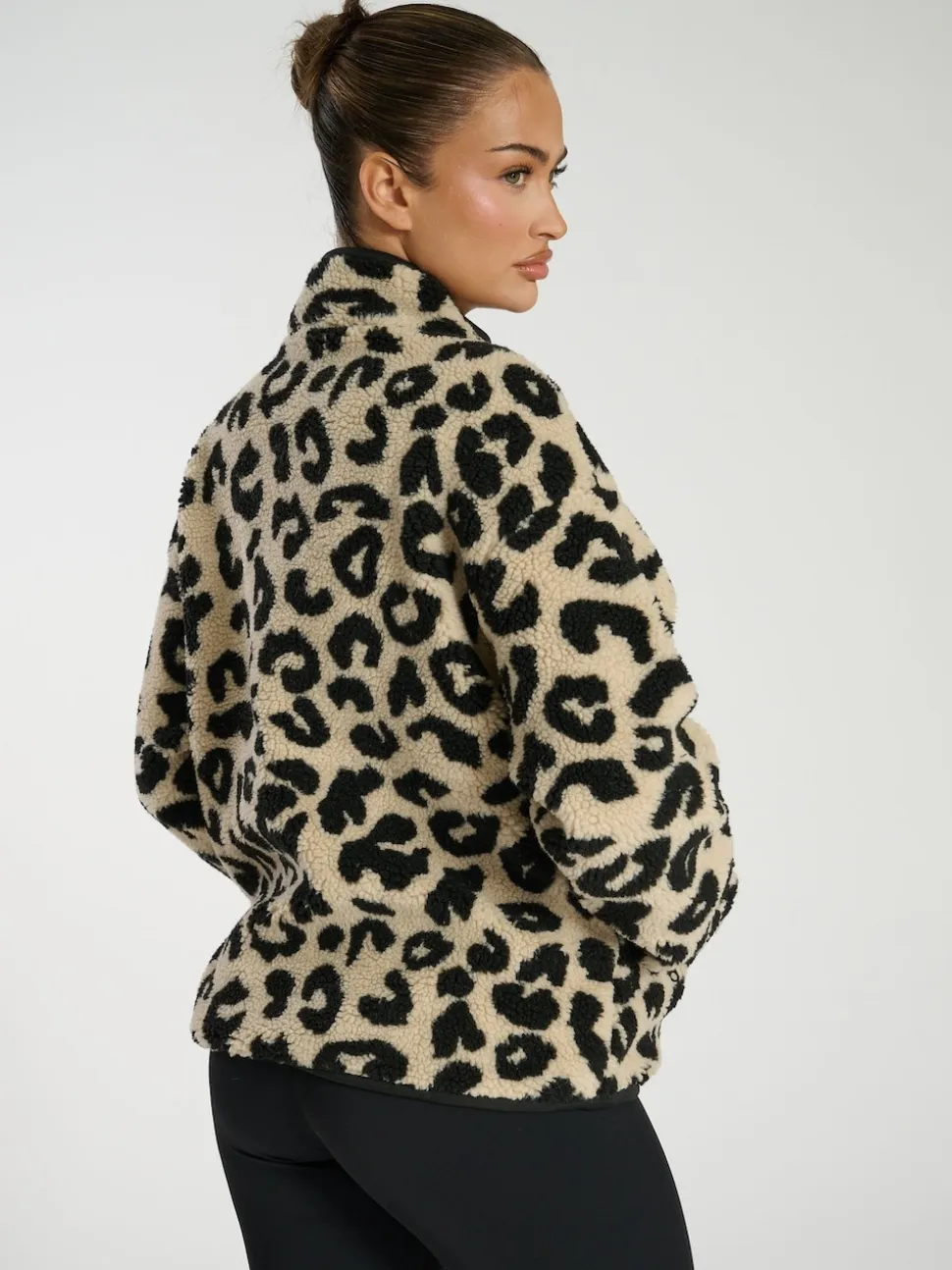 South Beach Natural Borg Quarter Zip Jacket