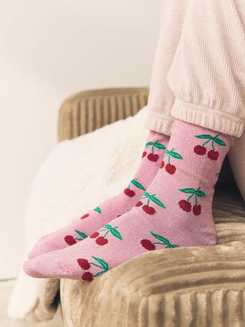 Sparkle Cherries 1 Pack Ankle Socks in a Gift Box