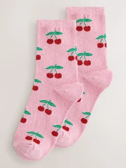 Sparkle Cherries 1 Pack Ankle Socks in a Gift Box