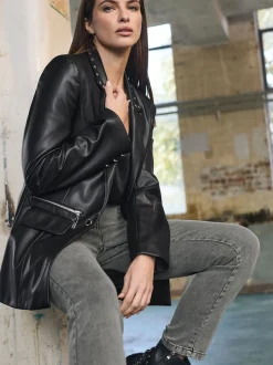 Star by Julien MacDonald Black PU Studded Collar Jacket