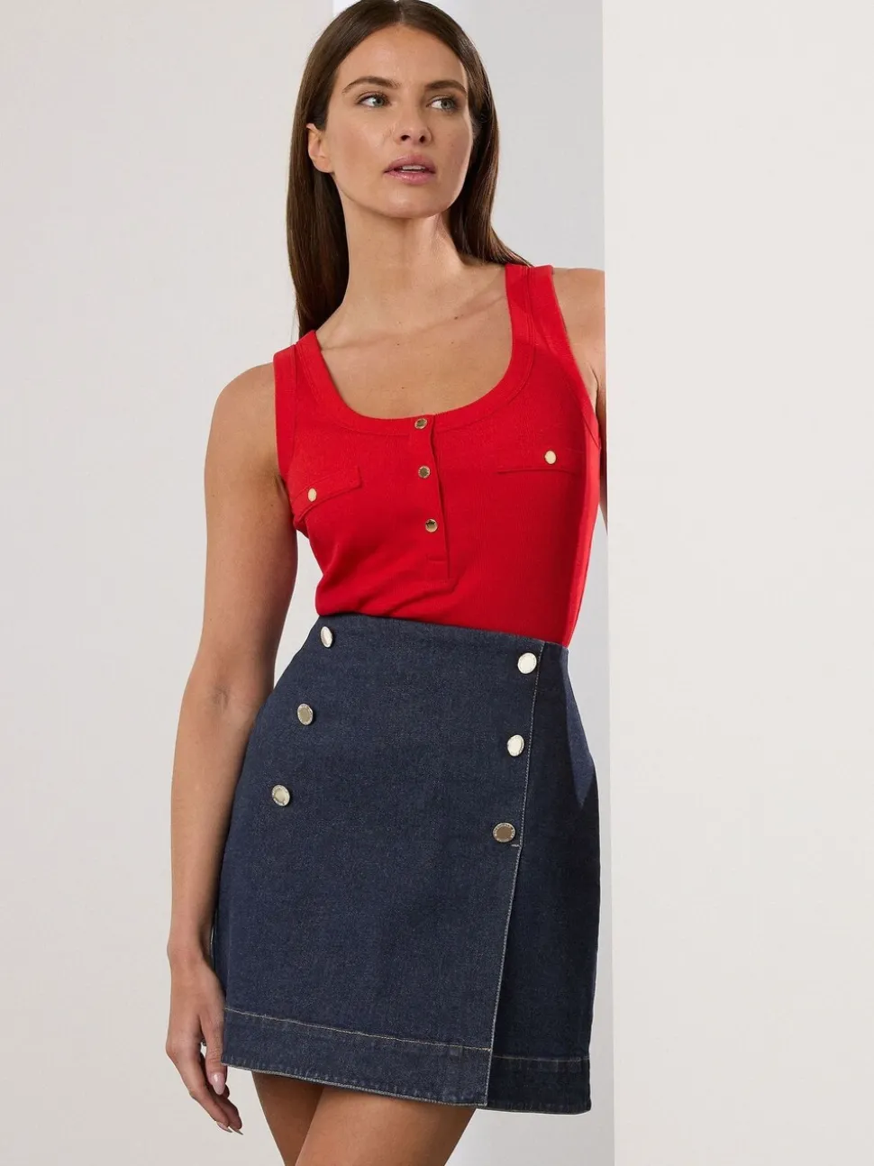 Star by Julien MacDonald Blue Wrap Denim Skirt