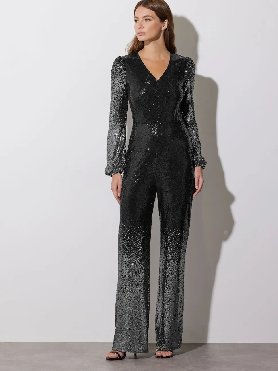 Star by Julien MacDonald Black Sequin Ombre Jumpsuit