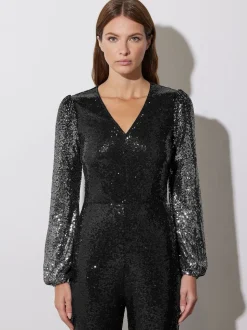 Star by Julien MacDonald Black Sequin Ombre Jumpsuit