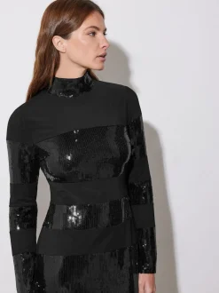 Star by Julien MacDonald Black Sequin Stripe Maxi Dress
