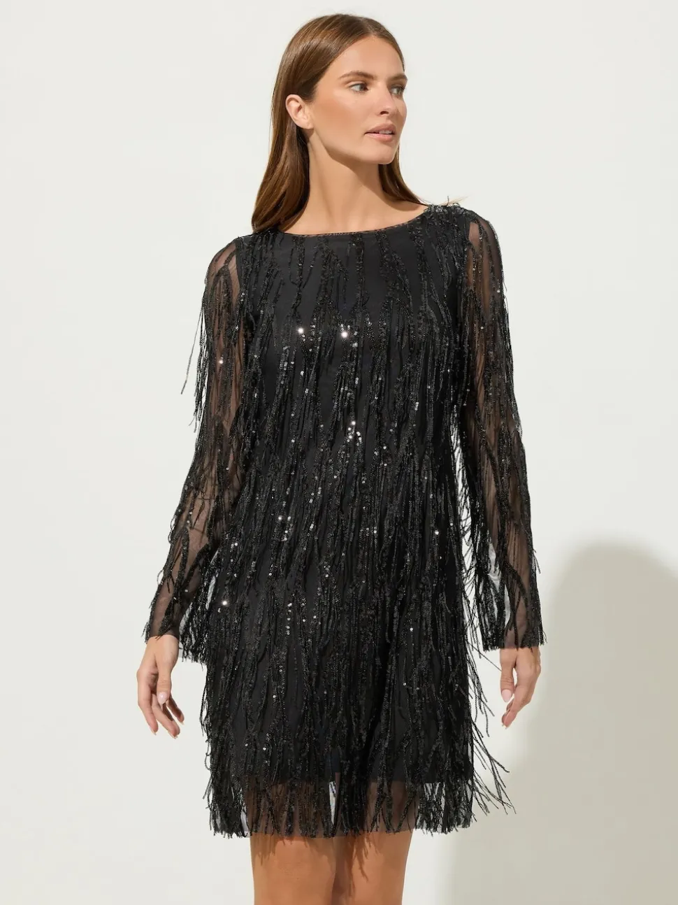 Star by Julien MacDonald Black Sequin Tunic Dress