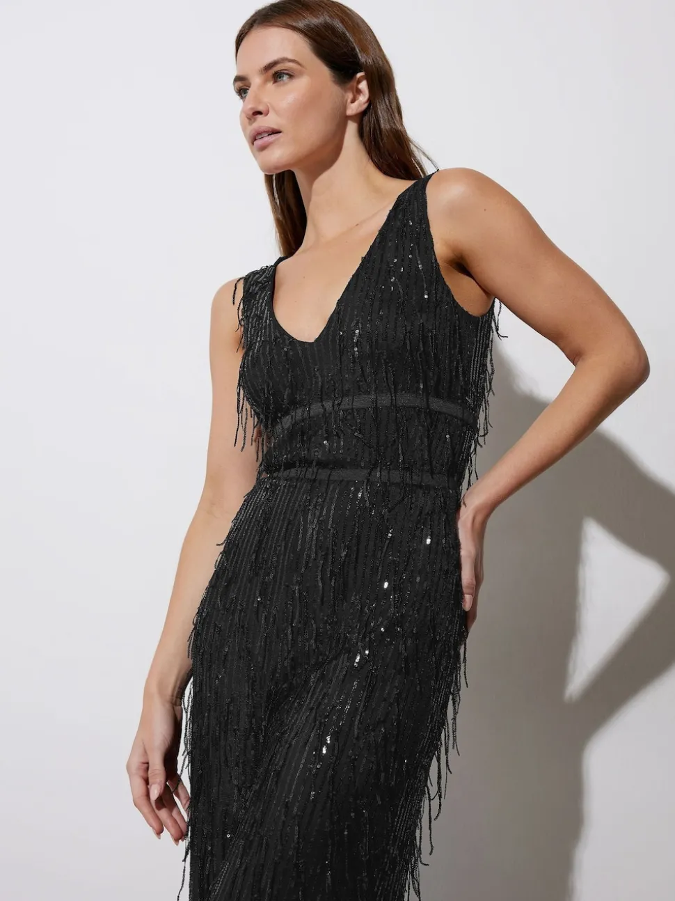 Star by Julien MacDonald Black Tassel Sequin Jumpsuit