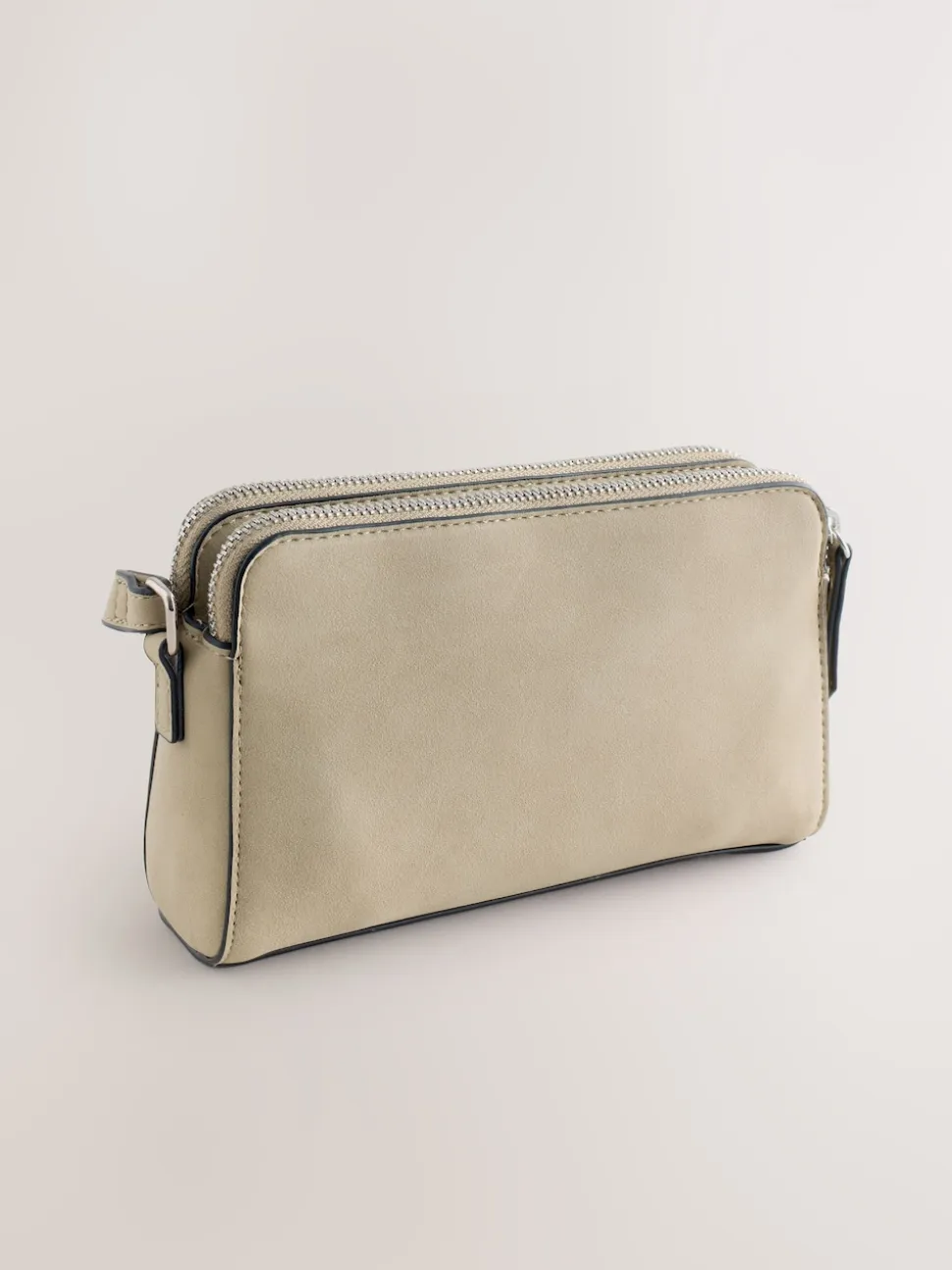 Stone Double Zip Cross-Body Faux Suede Bag