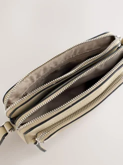 Stone Double Zip Cross-Body Faux Suede Bag