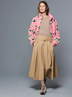 Stone Pleated Midi Skirt