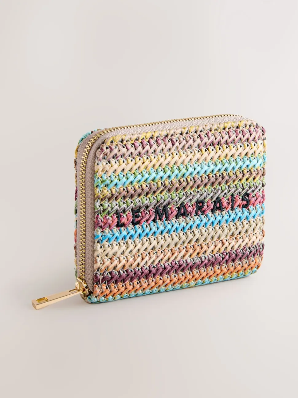 Stripe Raffia Effect Purse