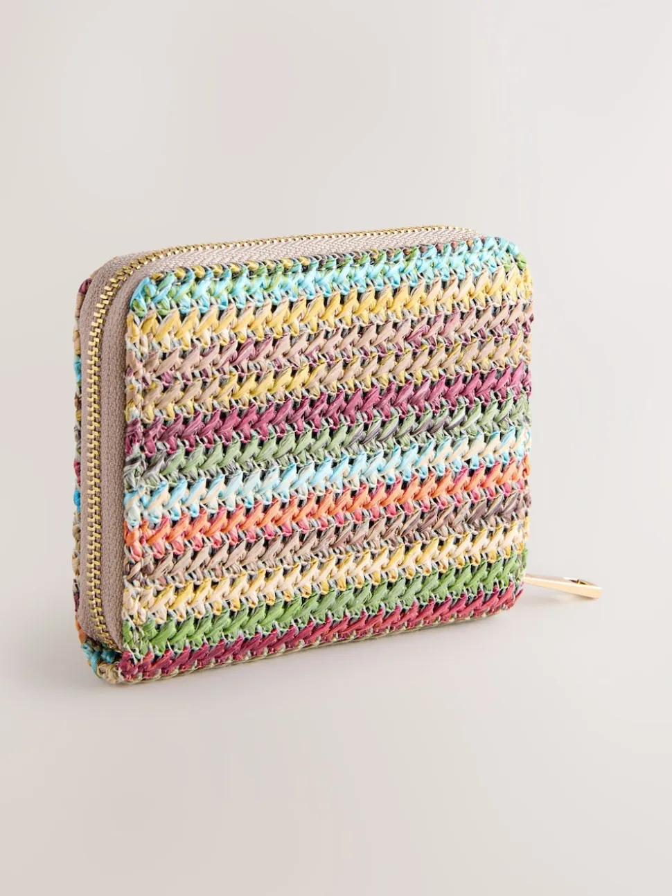 Stripe Raffia Effect Purse