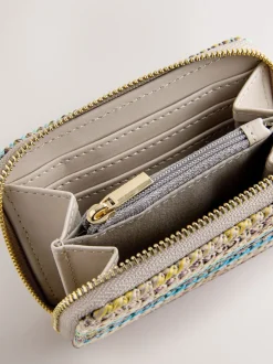 Stripe Raffia Effect Purse
