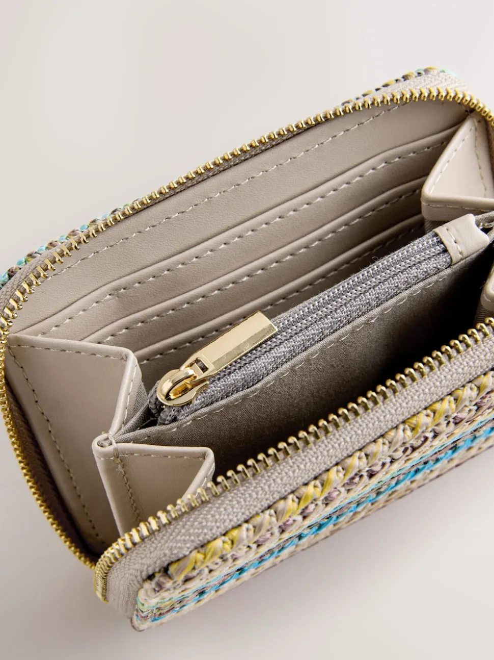 Stripe Raffia Effect Purse