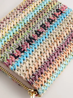 Stripe Raffia Effect Purse