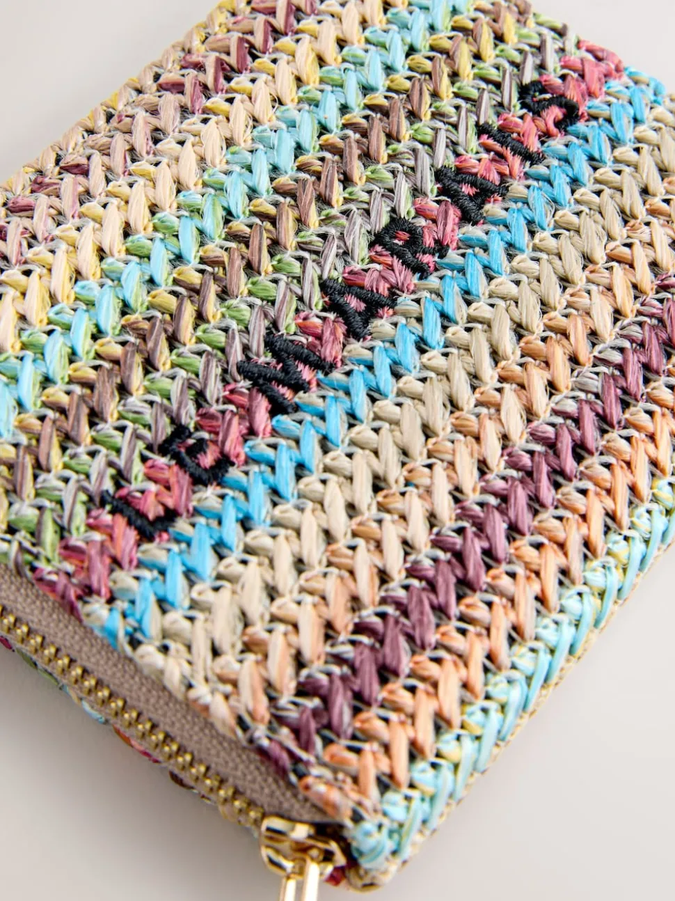 Stripe Raffia Effect Purse