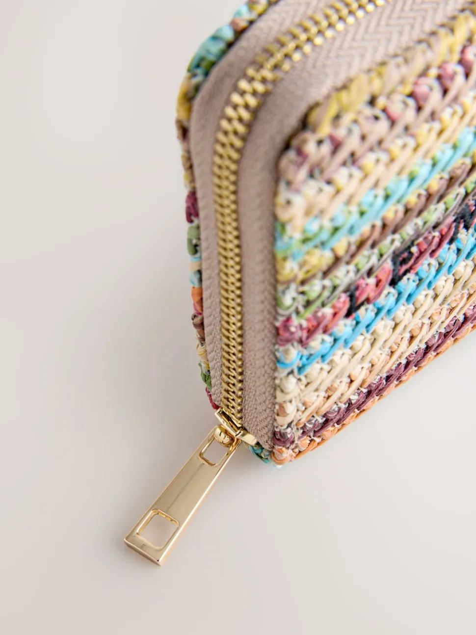 Stripe Raffia Effect Purse