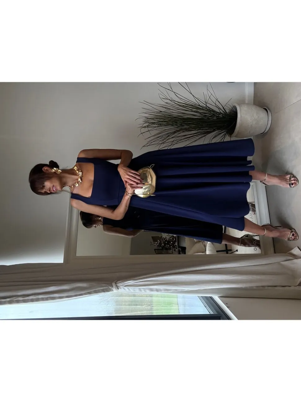 Style Cheat Blue Square Neck Fit and Flare Dress