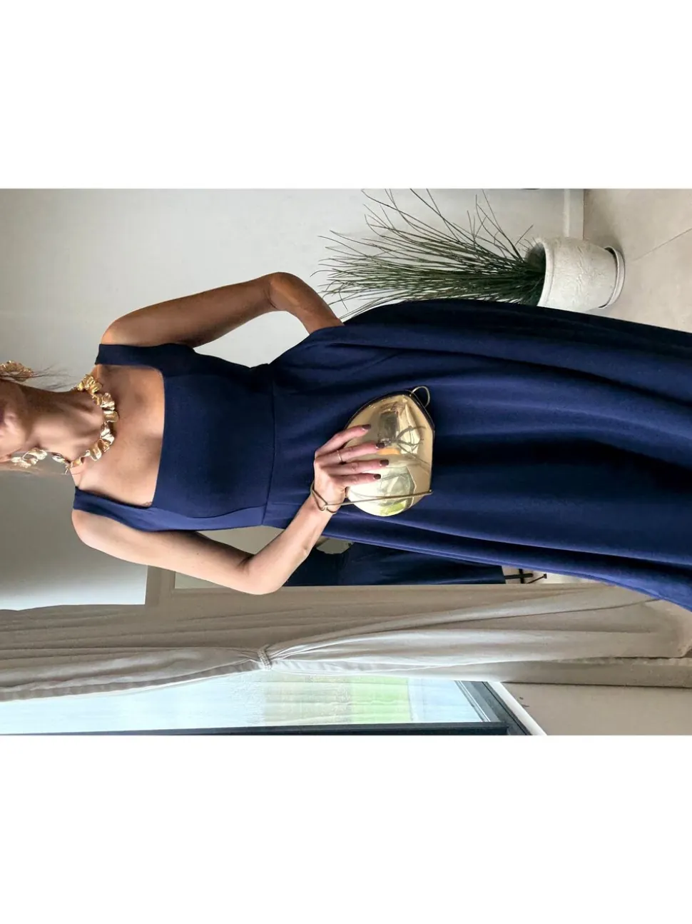 Style Cheat Blue Square Neck Fit and Flare Dress