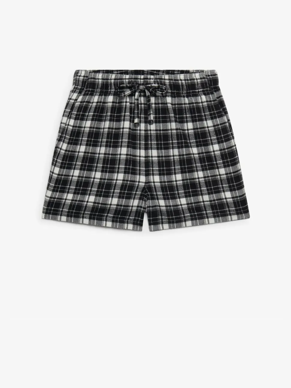 Superdry Black Ecru Check Cotton Elastic Shorts