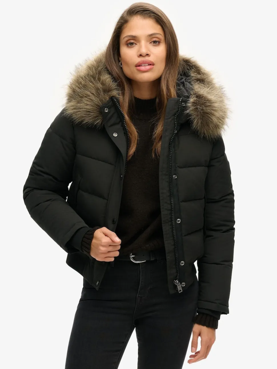 Superdry Black Everest Hooded Bomber Jacket