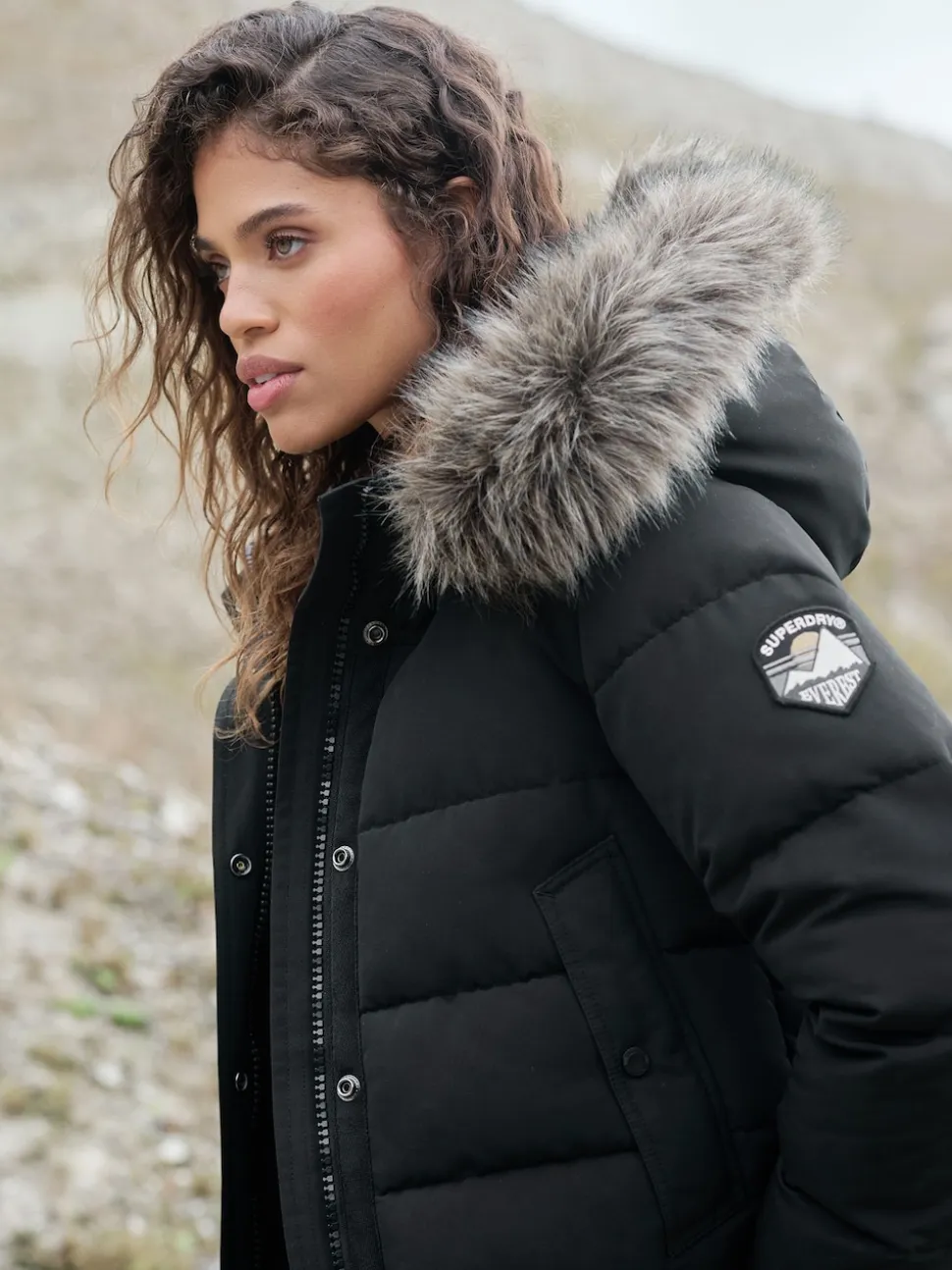 Superdry Black Everest Hooded Bomber Jacket