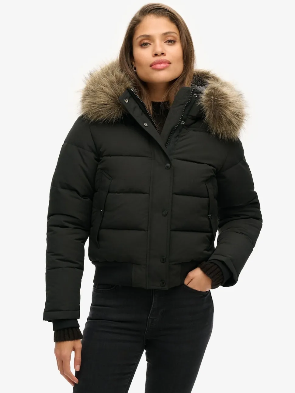 Superdry Black Everest Hooded Bomber Jacket