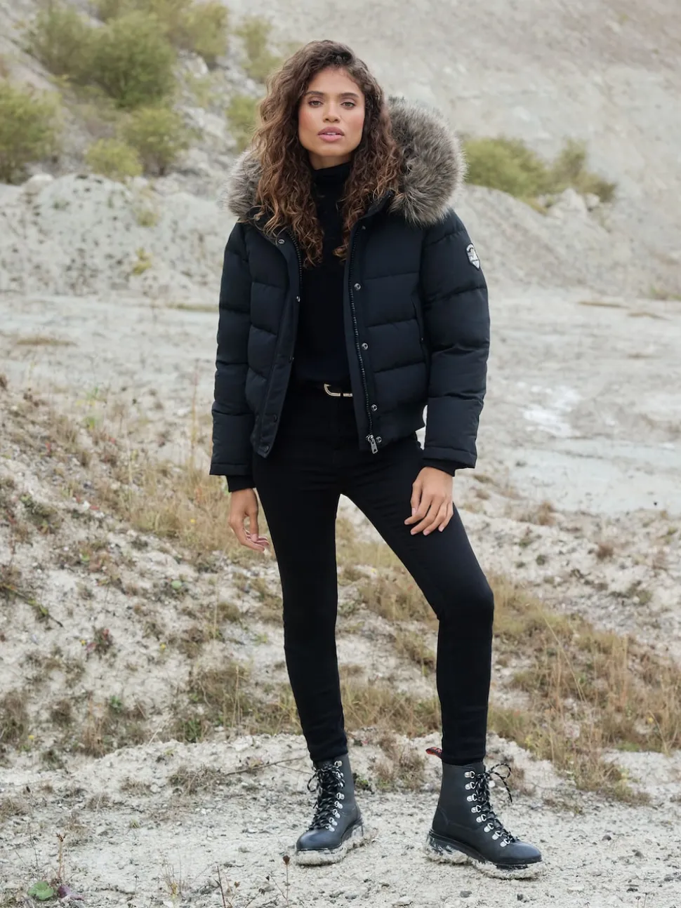 Superdry Black Everest Hooded Bomber Jacket