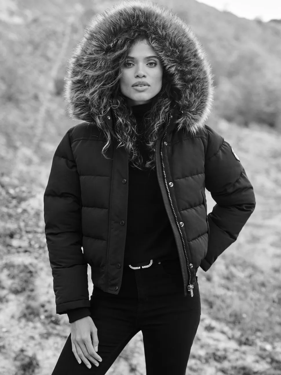 Superdry Black Everest Hooded Bomber Jacket