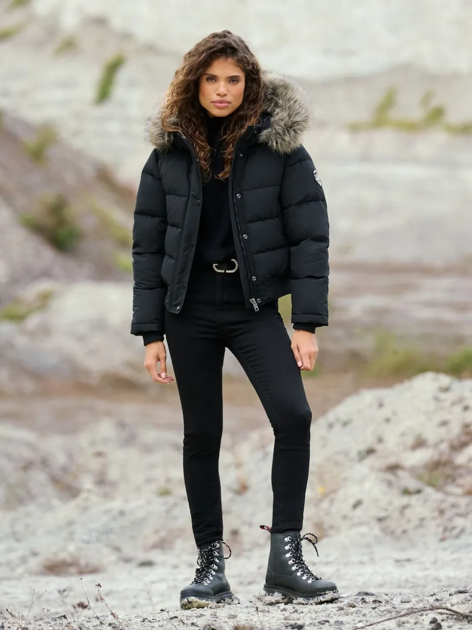 Superdry Black Everest Hooded Bomber Jacket