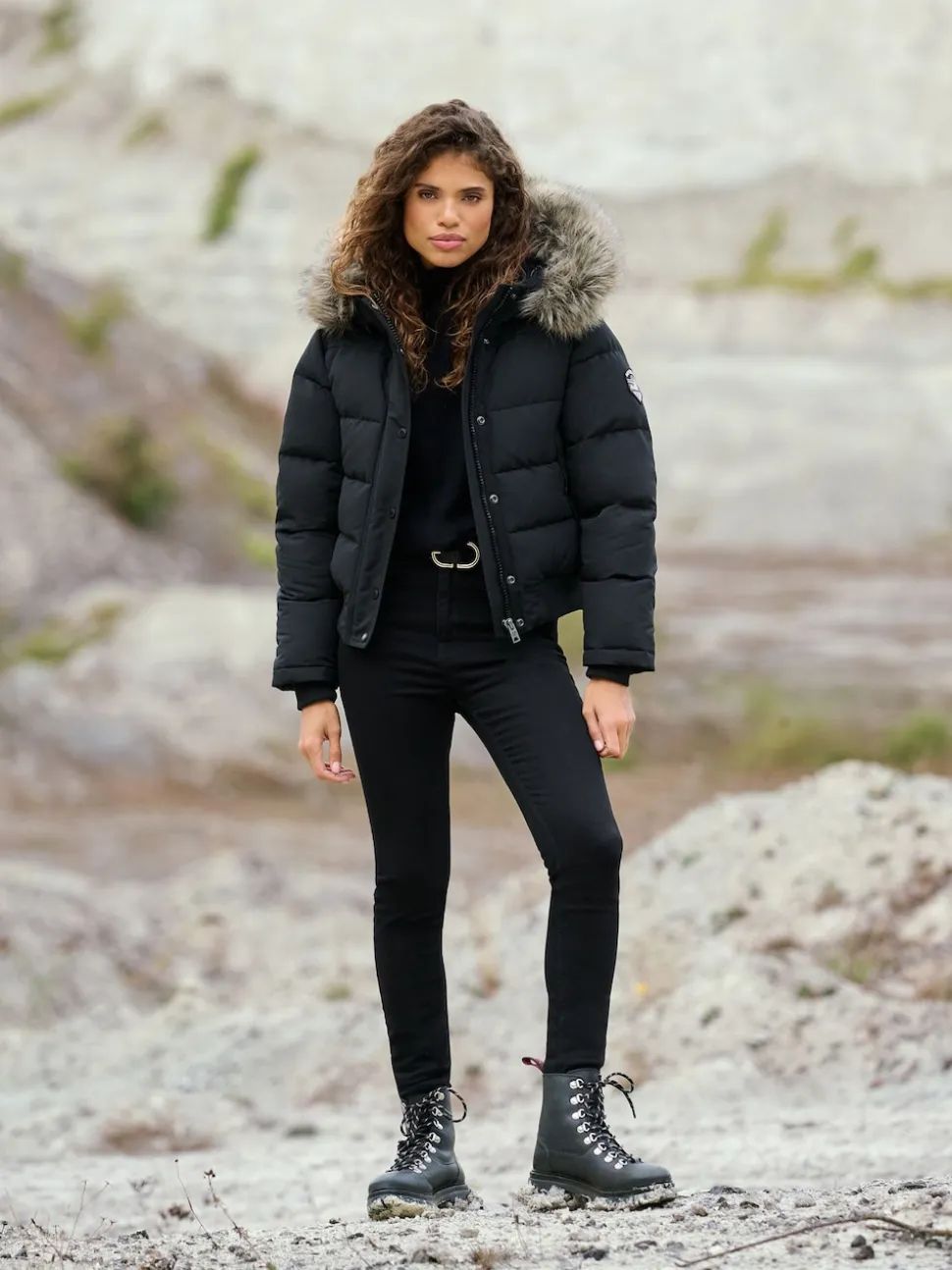 Superdry Black Everest Hooded Bomber Jacket
