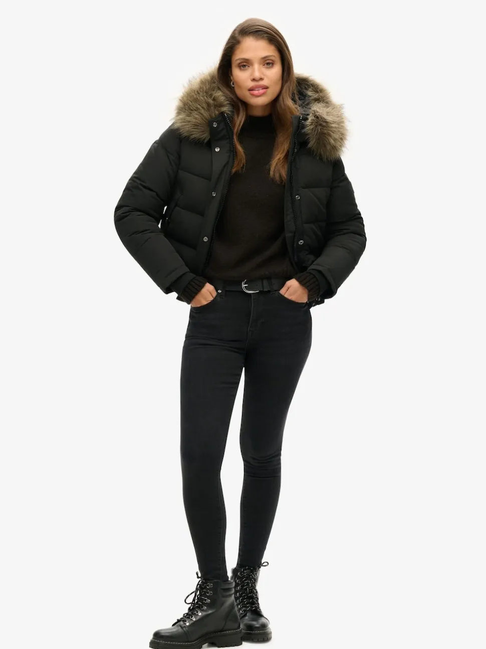 Superdry Black Everest Hooded Bomber Jacket