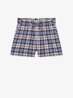 Superdry Blue Red Check Cotton Elastic Shorts