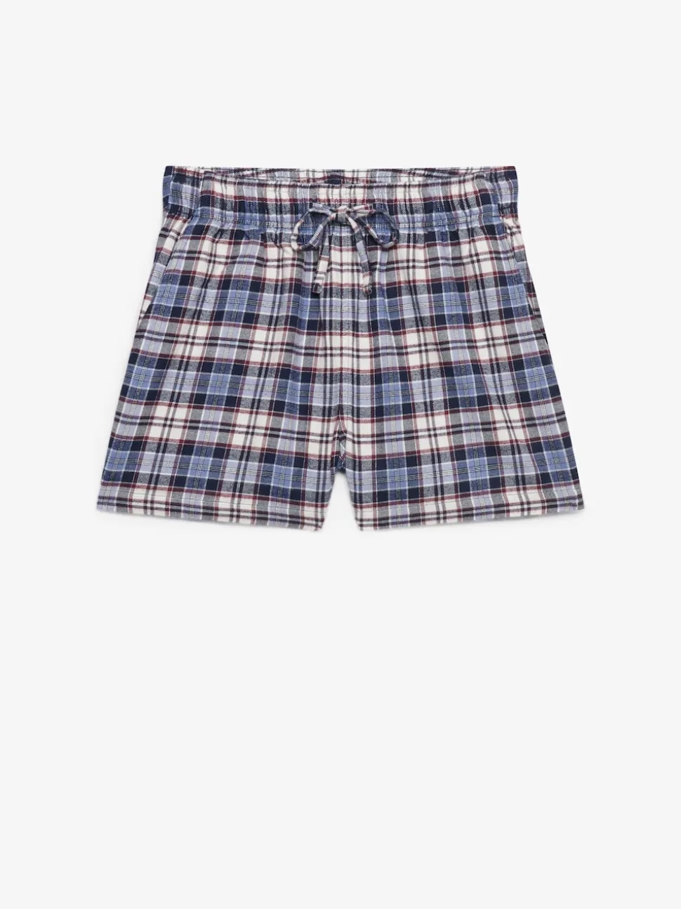 Superdry Blue Red Check Cotton Elastic Shorts