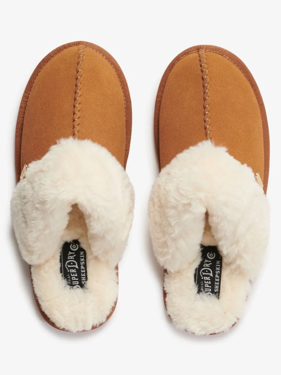 Superdry Brown Faux Suede Mule Slippers