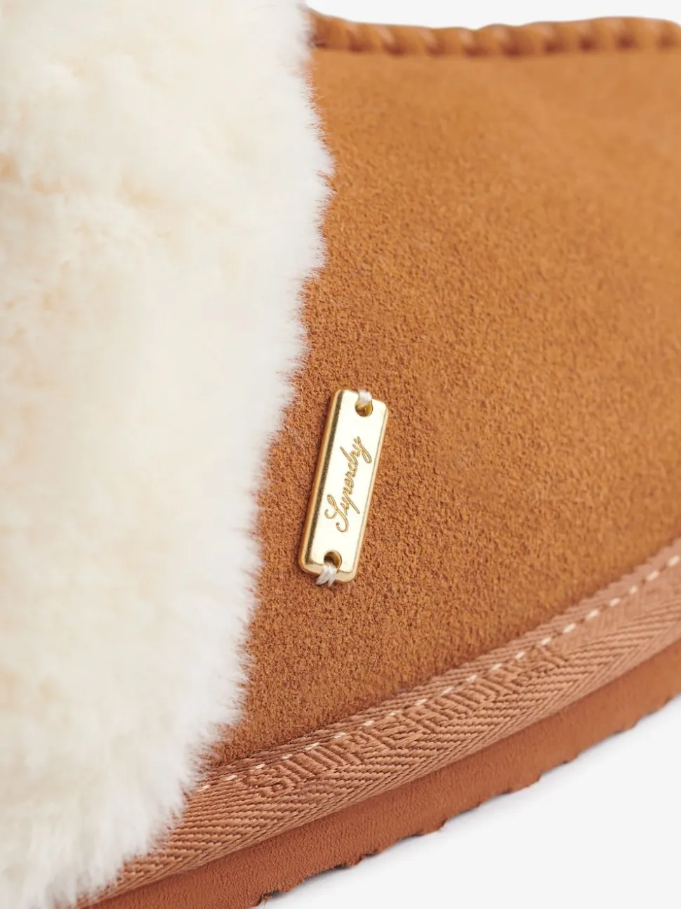 Superdry Brown Faux Suede Mule Slippers