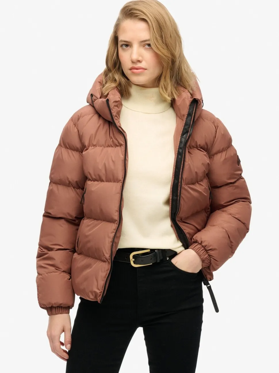 Superdry Brown Hooded Sports Puffer Jacket