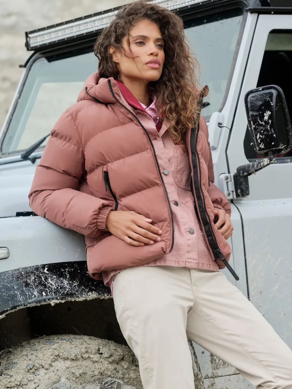 Superdry Brown Hooded Sports Puffer Jacket